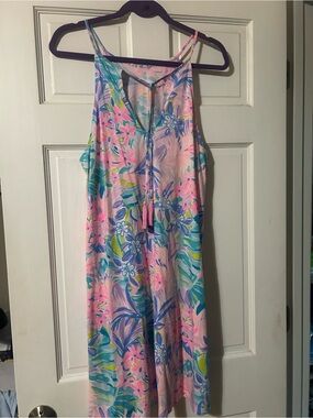 Lilly Pulitzer Floral Tie-Front Tank Dress in Pink & Blue